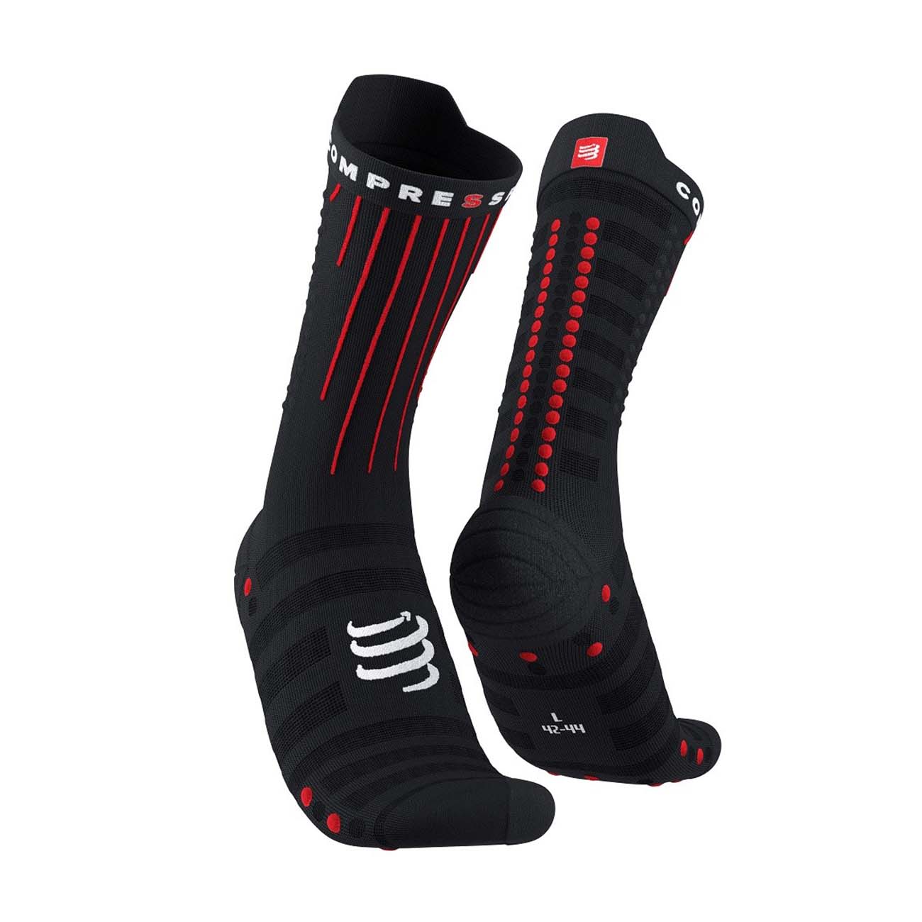 
                COMPRESSPORT Cyklistické ponožky klasické - AERO - červená/čierna 39-41
            