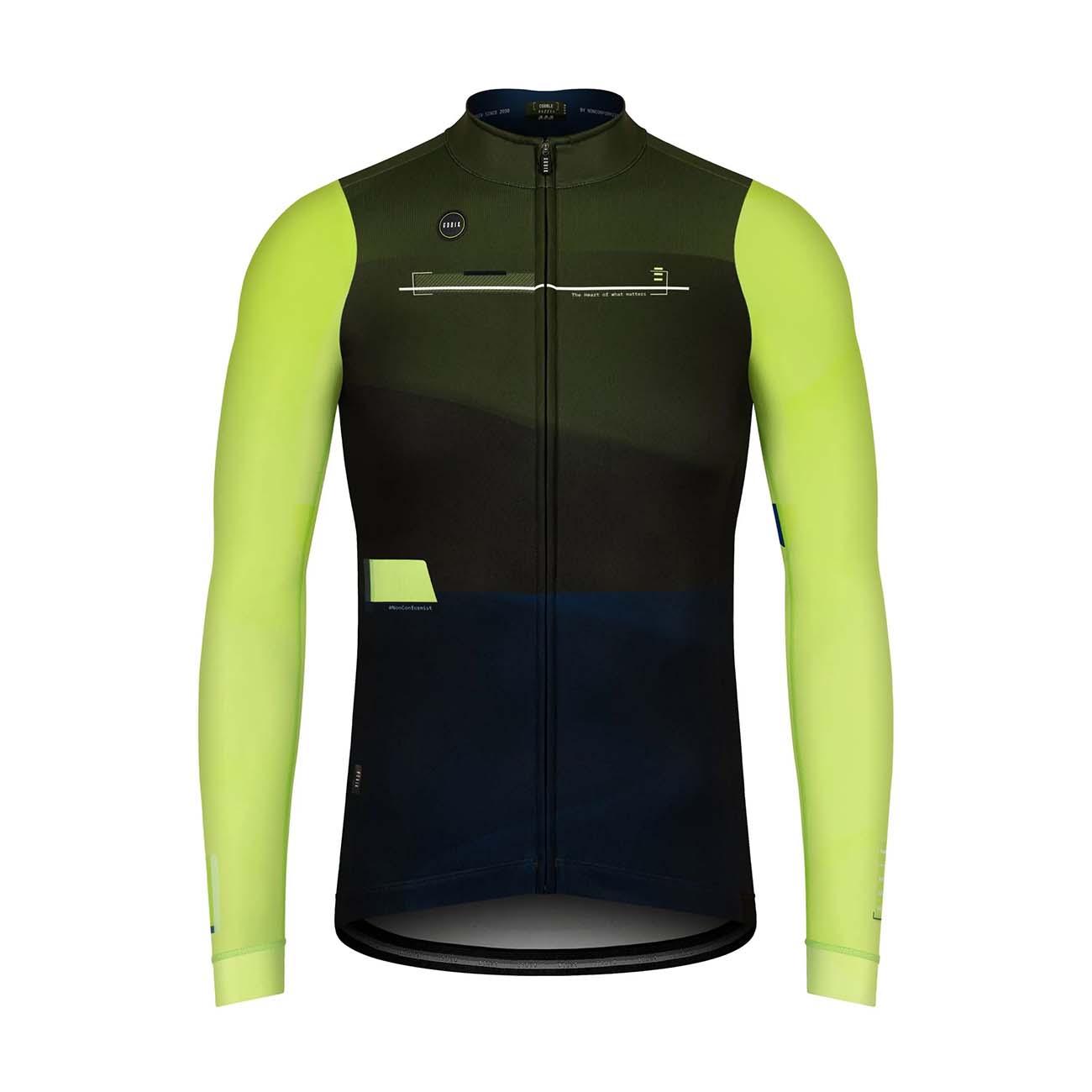 
                GOBIK Cyklistický dres s dlhým rukávom zimný - COBBLE - antracitová/zelená/modrá
            