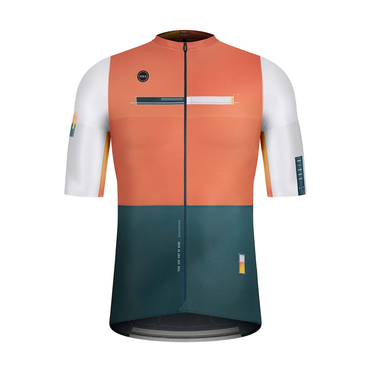 GOBIK Cyklistický dres s krátkym rukávom - ATTITUDE 2.0 - zelená/biela/oranžová