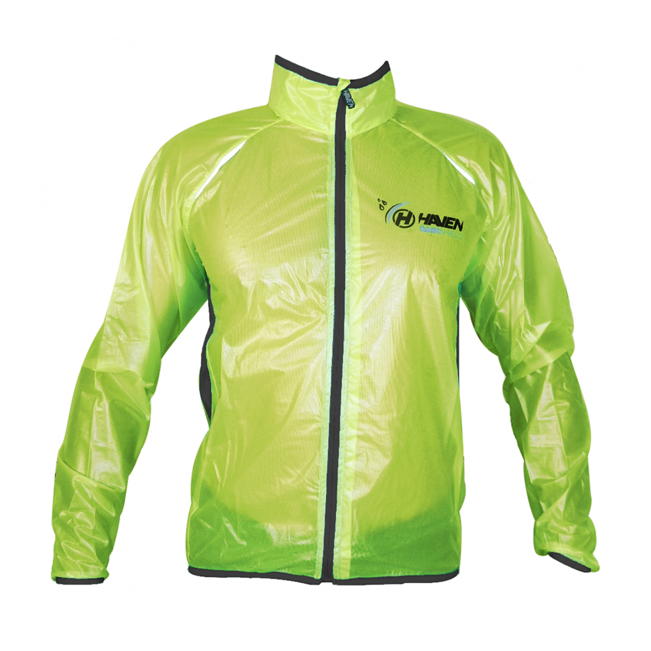 
                HAVEN Cyklistická vetruodolná bunda - RAINSHIELD - čierna/zelená M
            