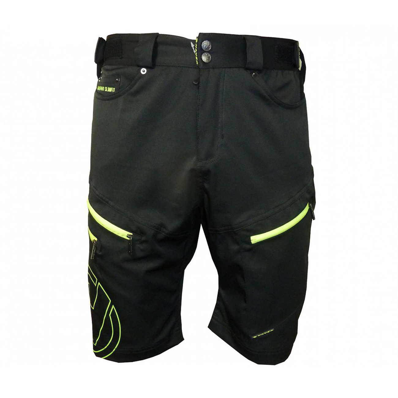 
                HAVEN Cyklistické nohavice krátke bez trakov - NAVAHO SLIMFIT - čierna/zelená S
            