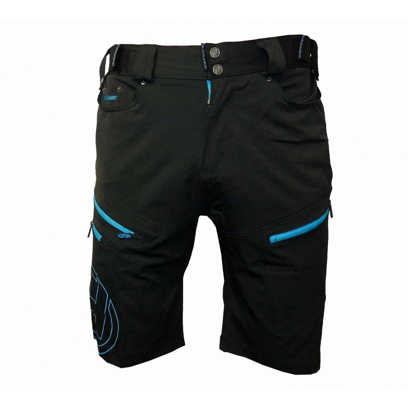HAVEN Cyklistické nohavice krátke bez trakov - NAVAHO SLIMFIT - čierna/modrá 3XL