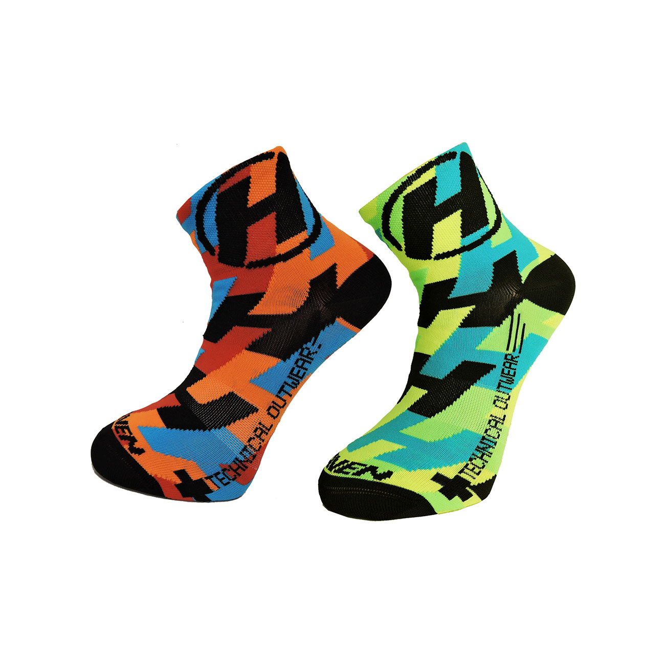 
                HAVEN Cyklistické ponožky klasické - LITE SILVER NEO 2PAK - zelená/oranžová 44-46
            