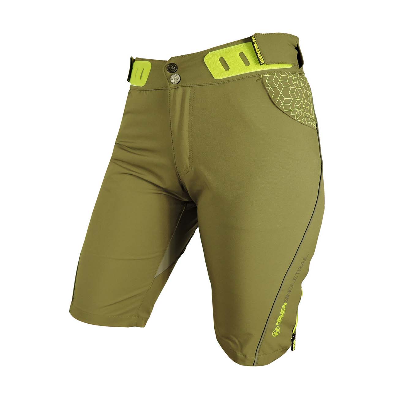 
                HAVEN Cyklistické nohavice krátke bez trakov - SINGLETRAIL WMS - zelená L
            