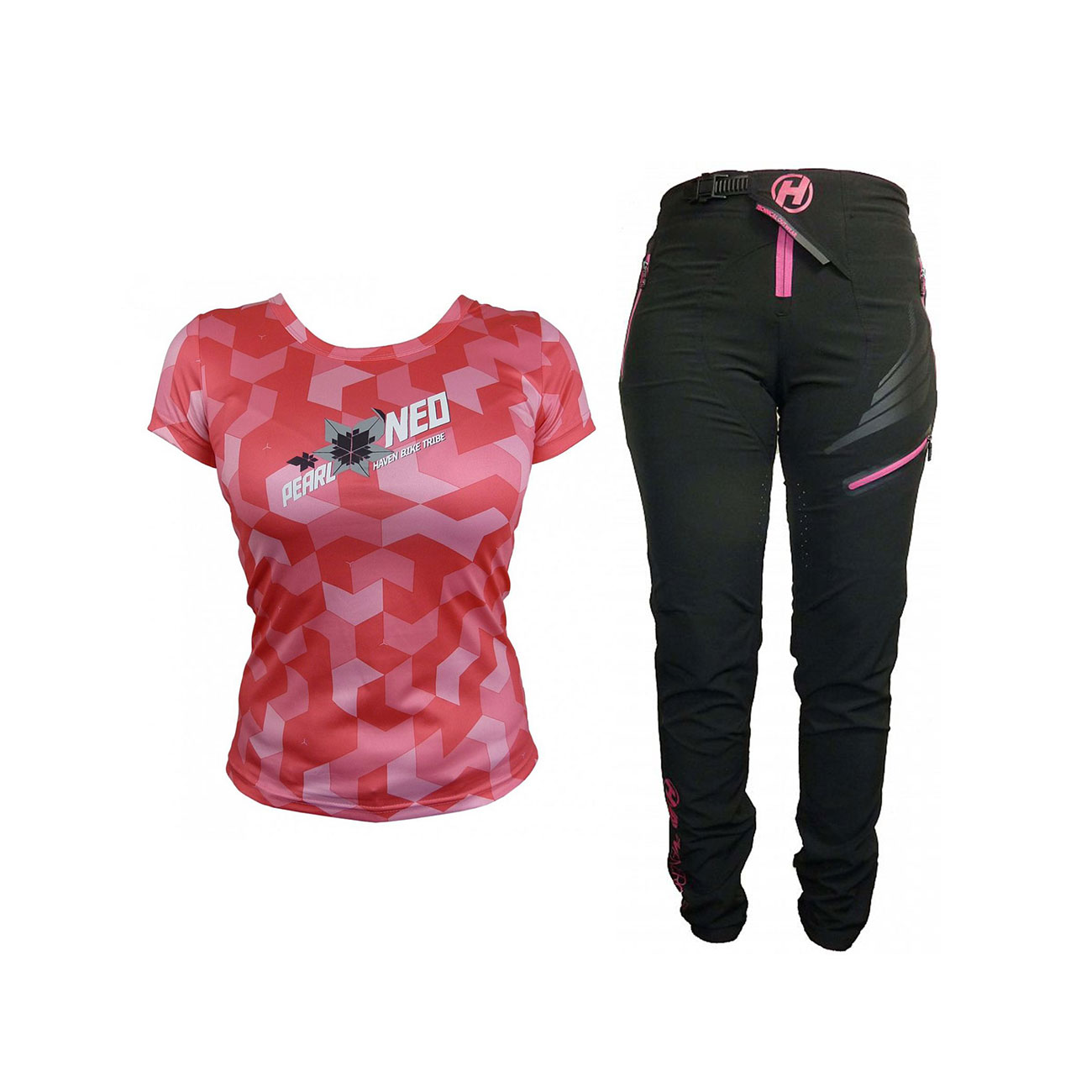 
                HAVEN Cyklistický MTB dres a nohavice - PEARL NEO LADY - čierna/ružová
            