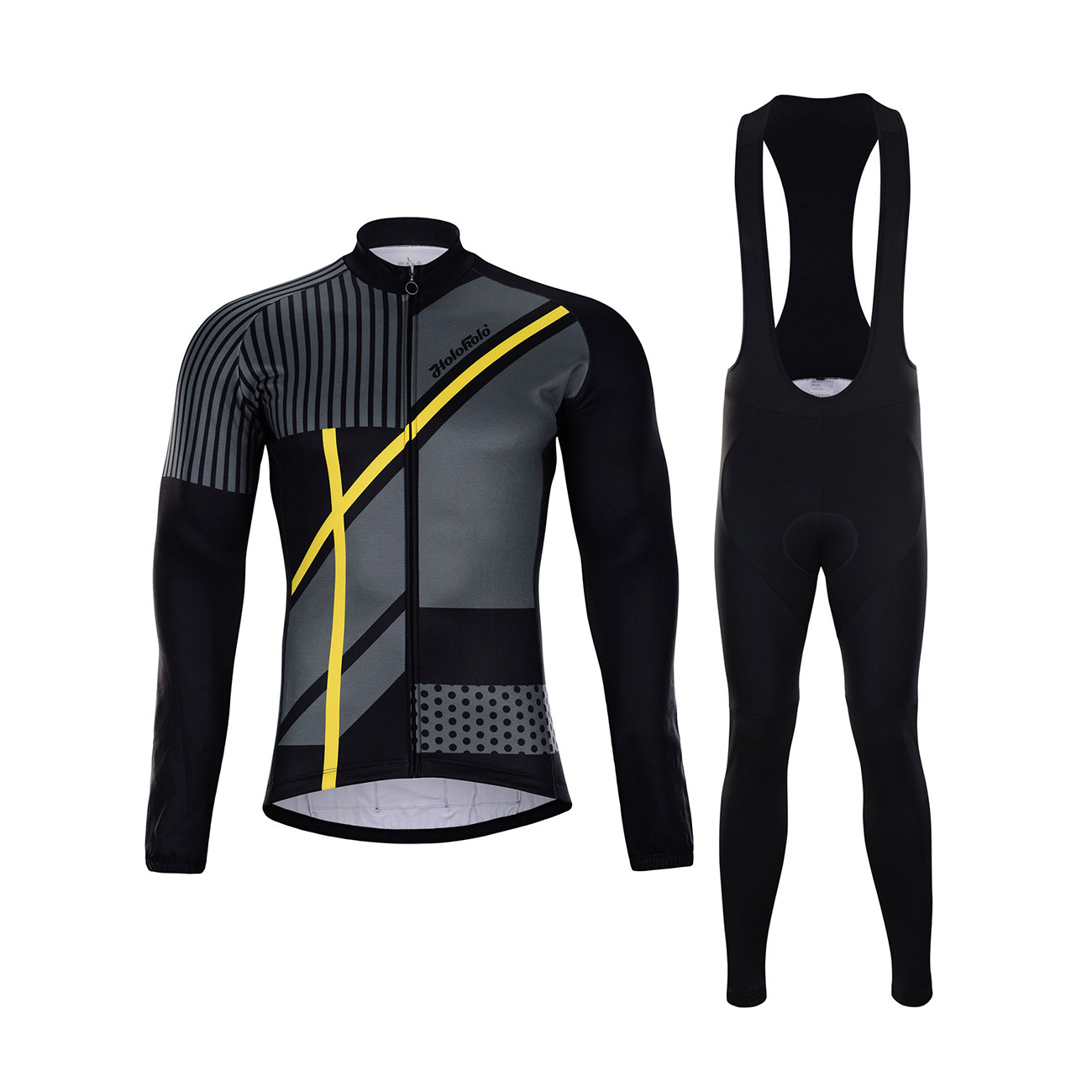 
                HOLOKOLO Cyklistický zimný dres a nohavice - TRACE WINTER  - žltá/čierna
            