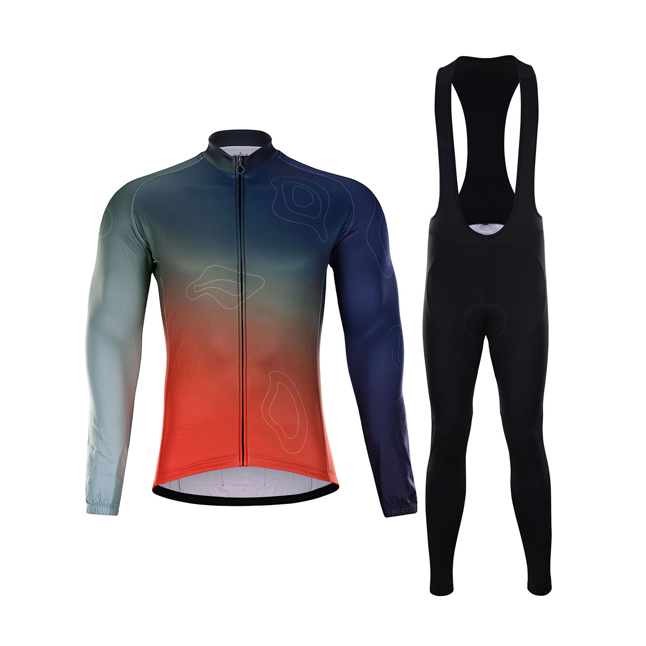 
                HOLOKOLO Cyklistický zimný dres a nohavice - AFTERGLOW WINTER  - viacfarebná/červená
            