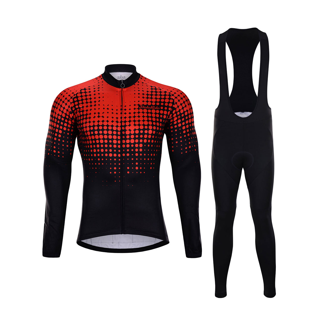 
                HOLOKOLO Cyklistický zimný dres a nohavice - INFRARED WINTER  - čierna/červená
            