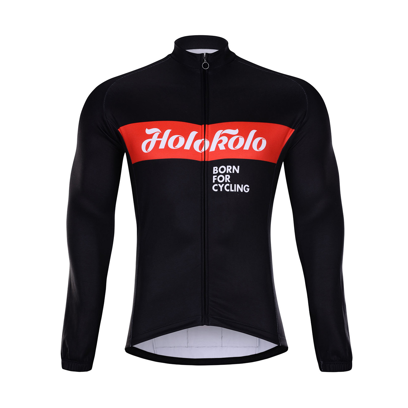 
                HOLOKOLO Cyklistický dres s dlhým rukávom zimný - OBSIDIAN WINTER  - čierna/červená 2XS
            