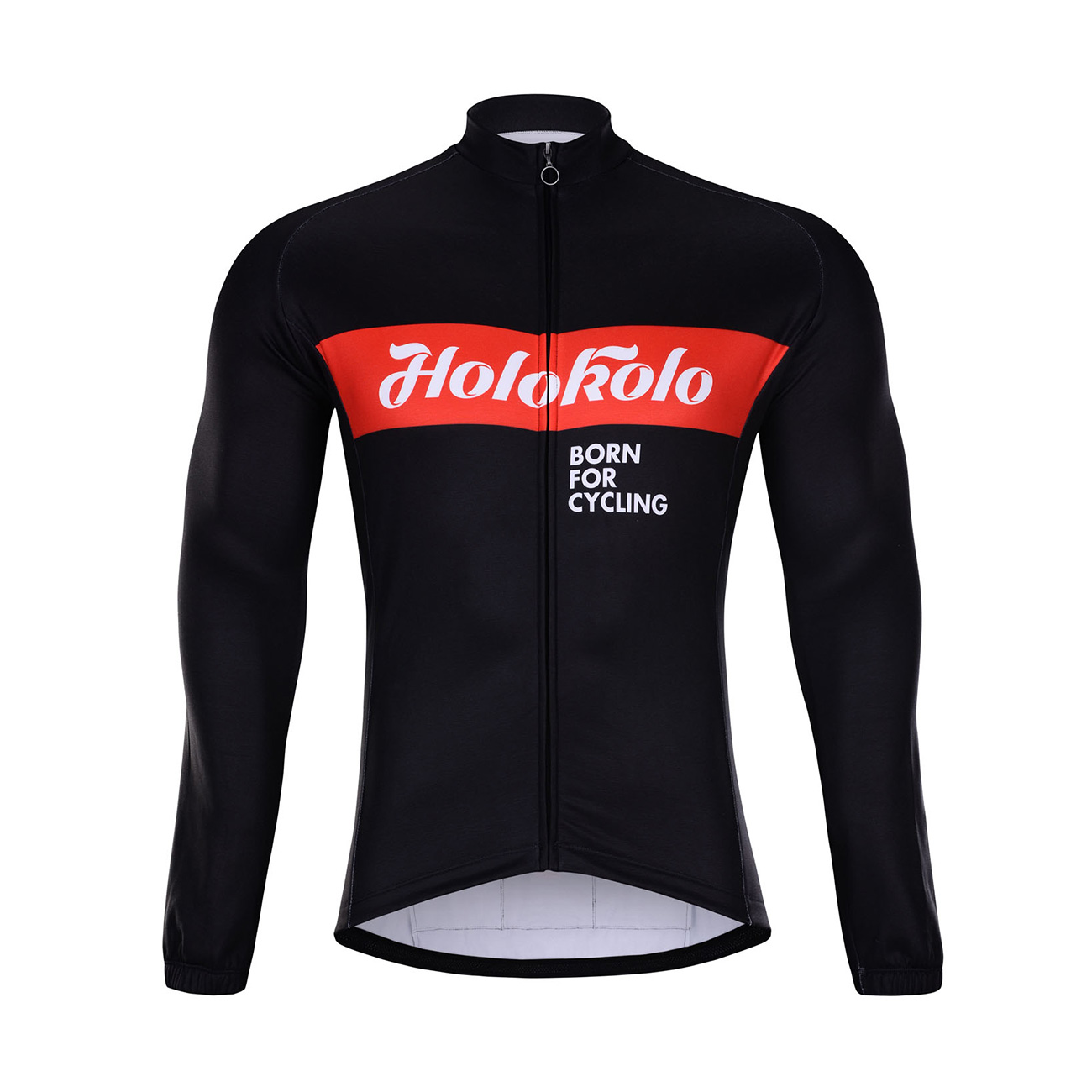 HOLOKOLO Cyklistický dres s dlhým rukávom zimný - OBSIDIAN WINTER - čierna/červená
