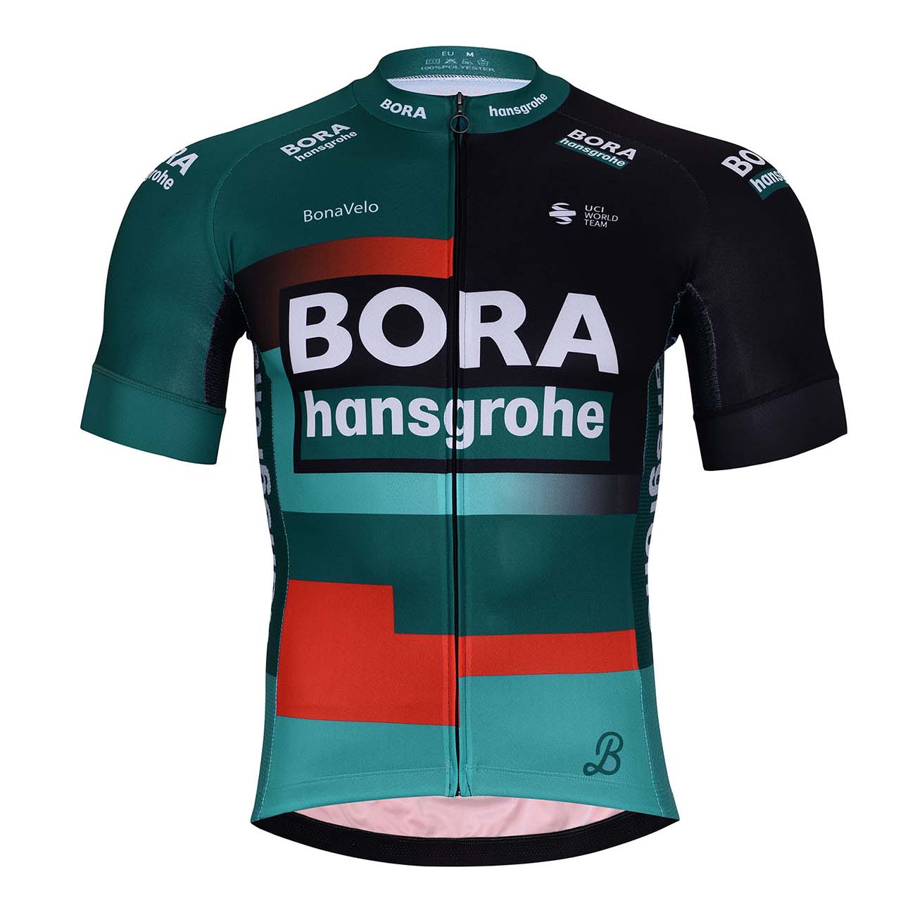 
                BONAVELO Cyklistický dres s krátkym rukávom - BORA 2023 - čierna/červená/zelená L
            