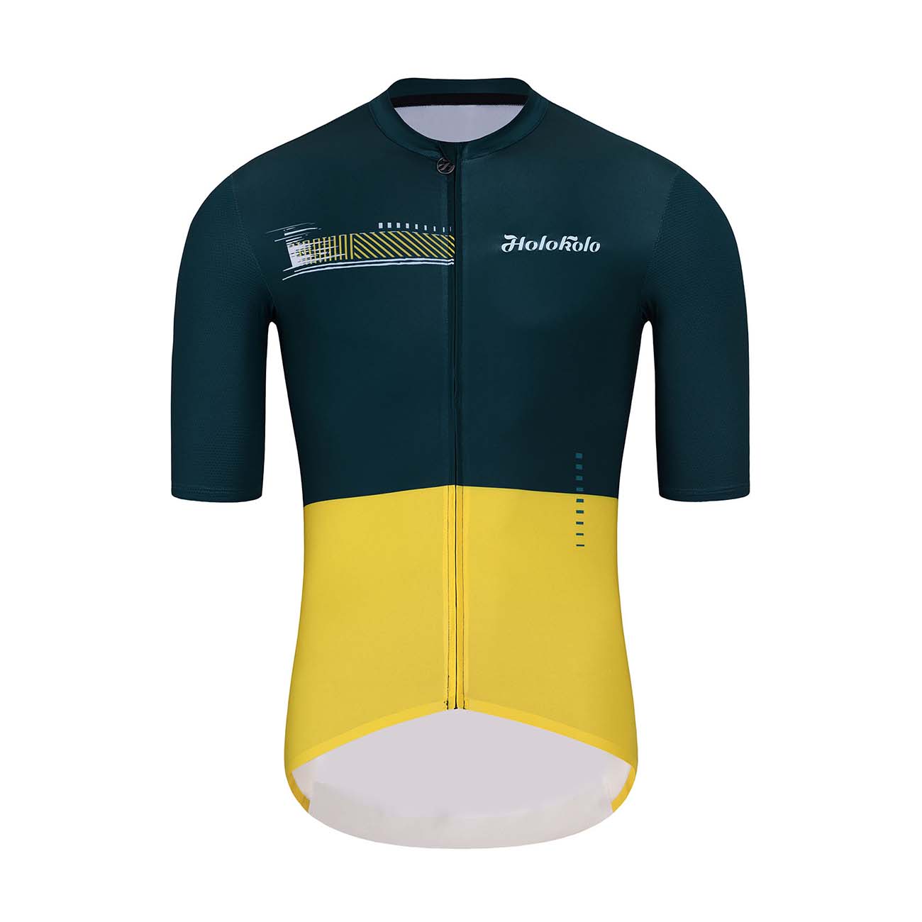 HOLOKOLO Cyklistický dres s krátkym rukávom - VIBES - zelená/žltá