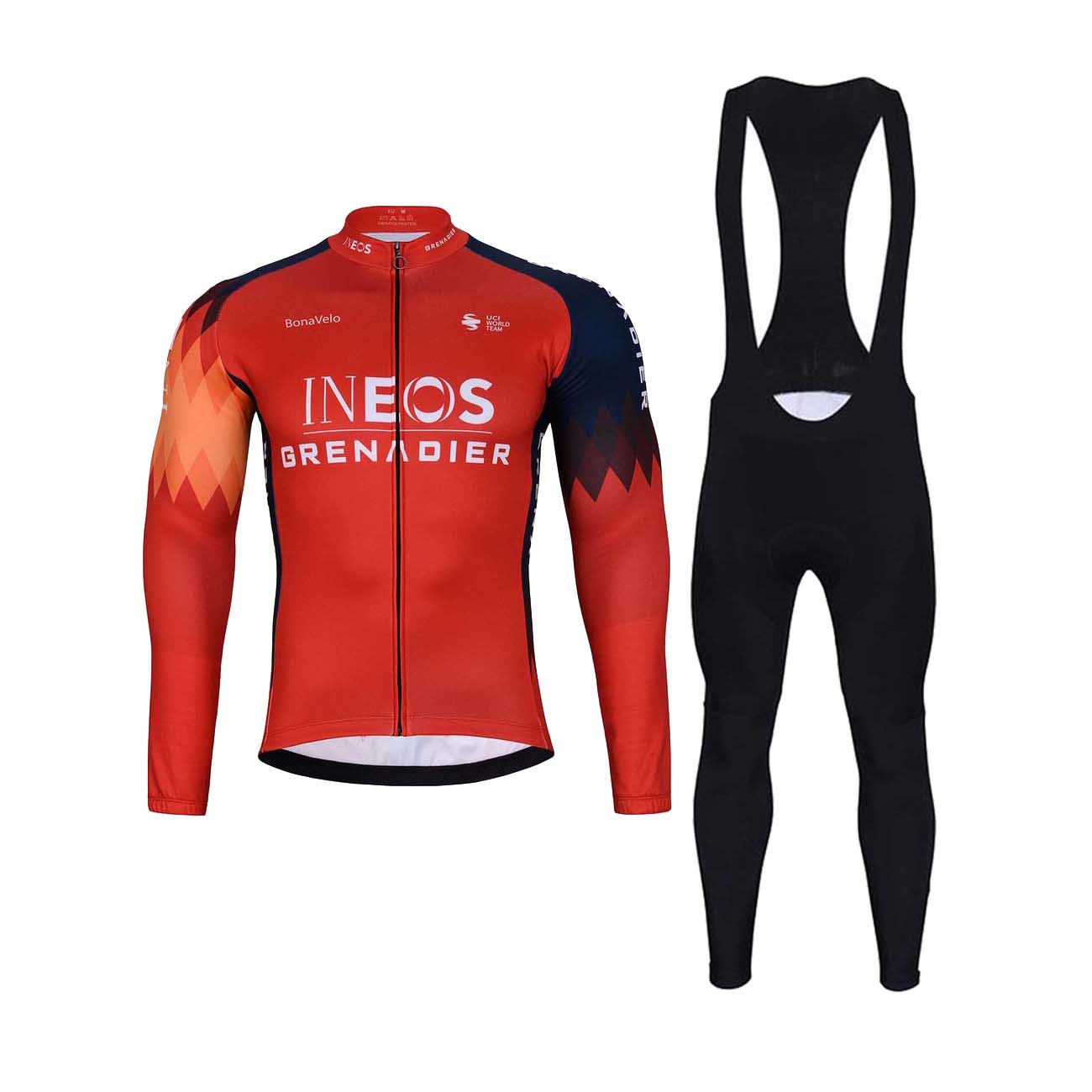 
                BONAVELO Cyklistický zimný dres a nohavice - INEOS 2023 WINTER - modrá/čierna/červená
            