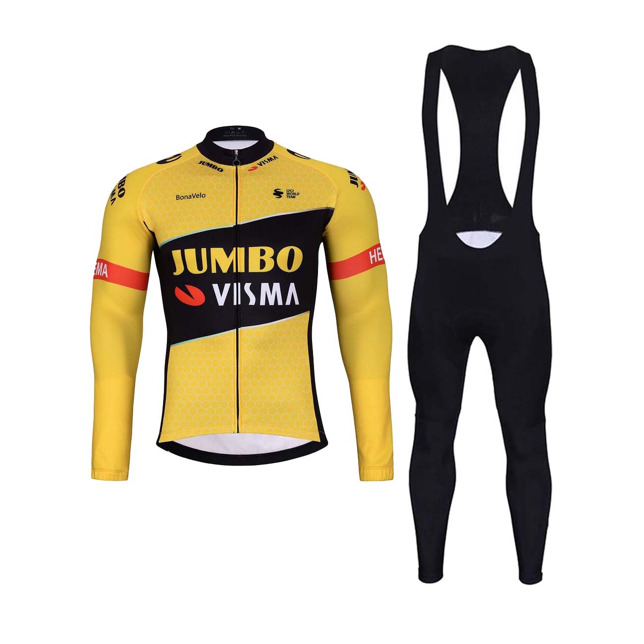 
                BONAVELO Cyklistický zimný dres a nohavice - JUMBO-VISMA 2023 WNT - čierna/žltá
            