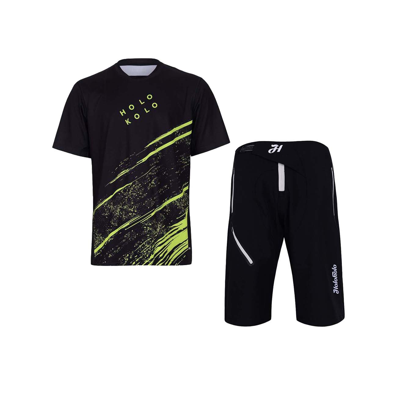 HOLOKOLO Cyklistický MTB dres a nohavice - UNIVERSE MTB - čierna/žltá