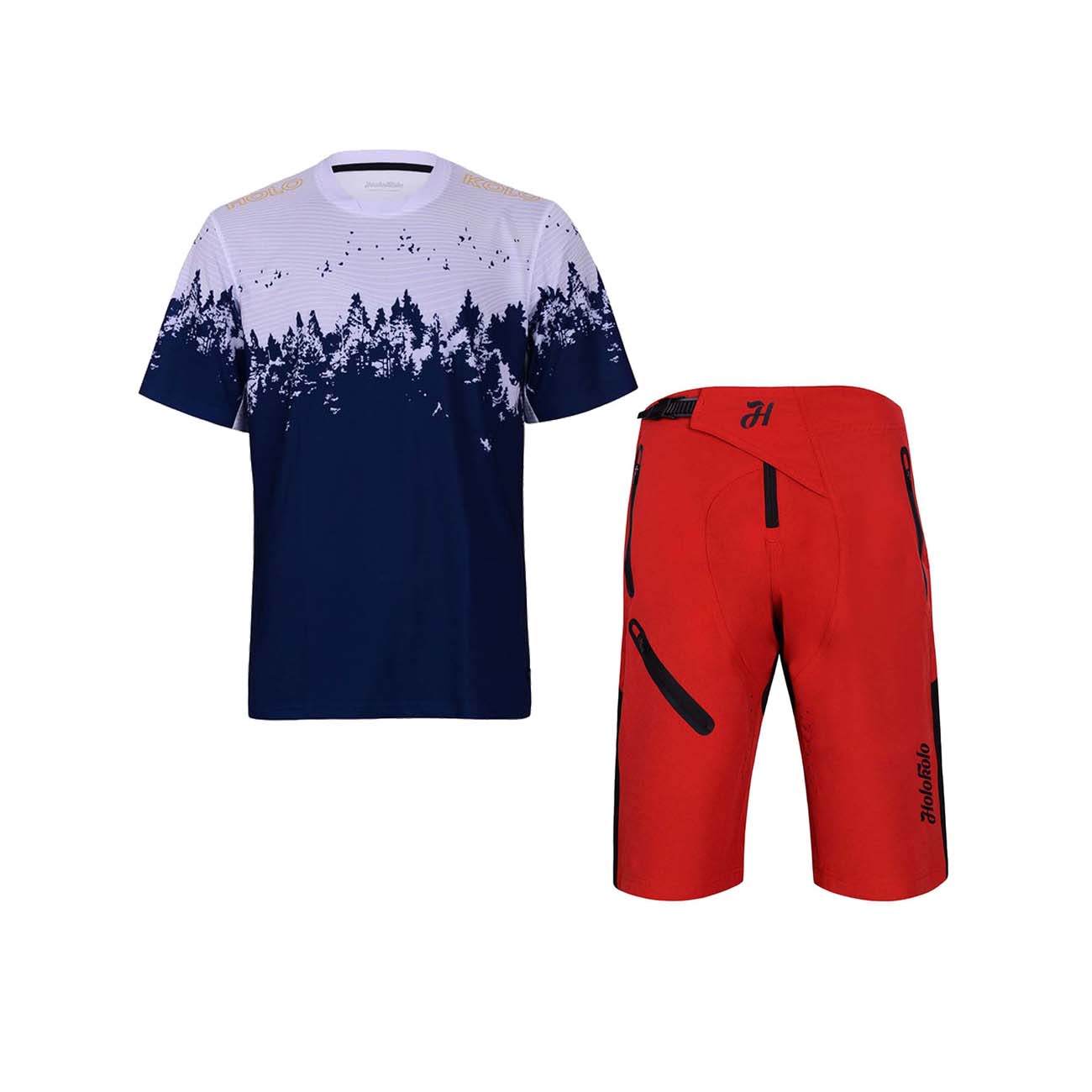 
                HOLOKOLO Cyklistický MTB dres a nohavice - FREEDOM MTB - červená/modrá/biela
            