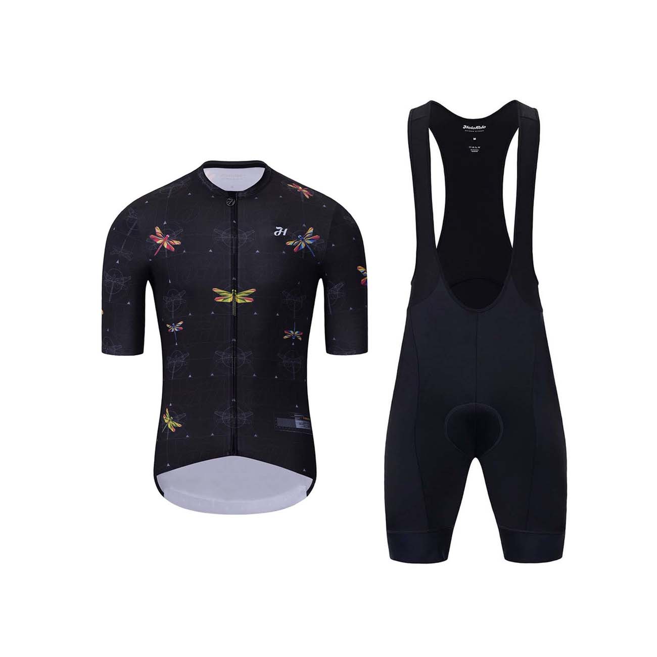 HOLOKOLO Cyklistický krátky dres a krátke nohavice - DRAGONFLIES ELITE - čierna