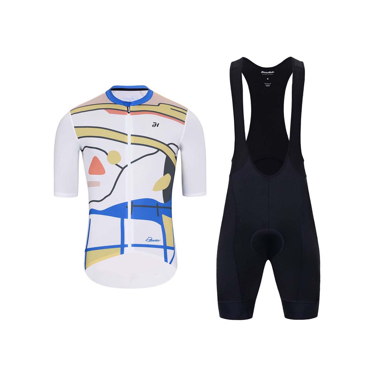 HOLOKOLO Cyklistický krátky dres a krátke nohavice - HORIZON ELITE - čierna/biela/viacfarebná