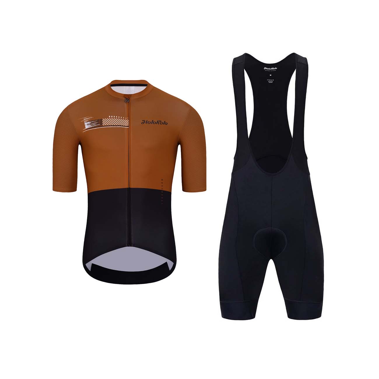 HOLOKOLO Cyklistický krátky dres a krátke nohavice - VIBES - čierna/hnedá