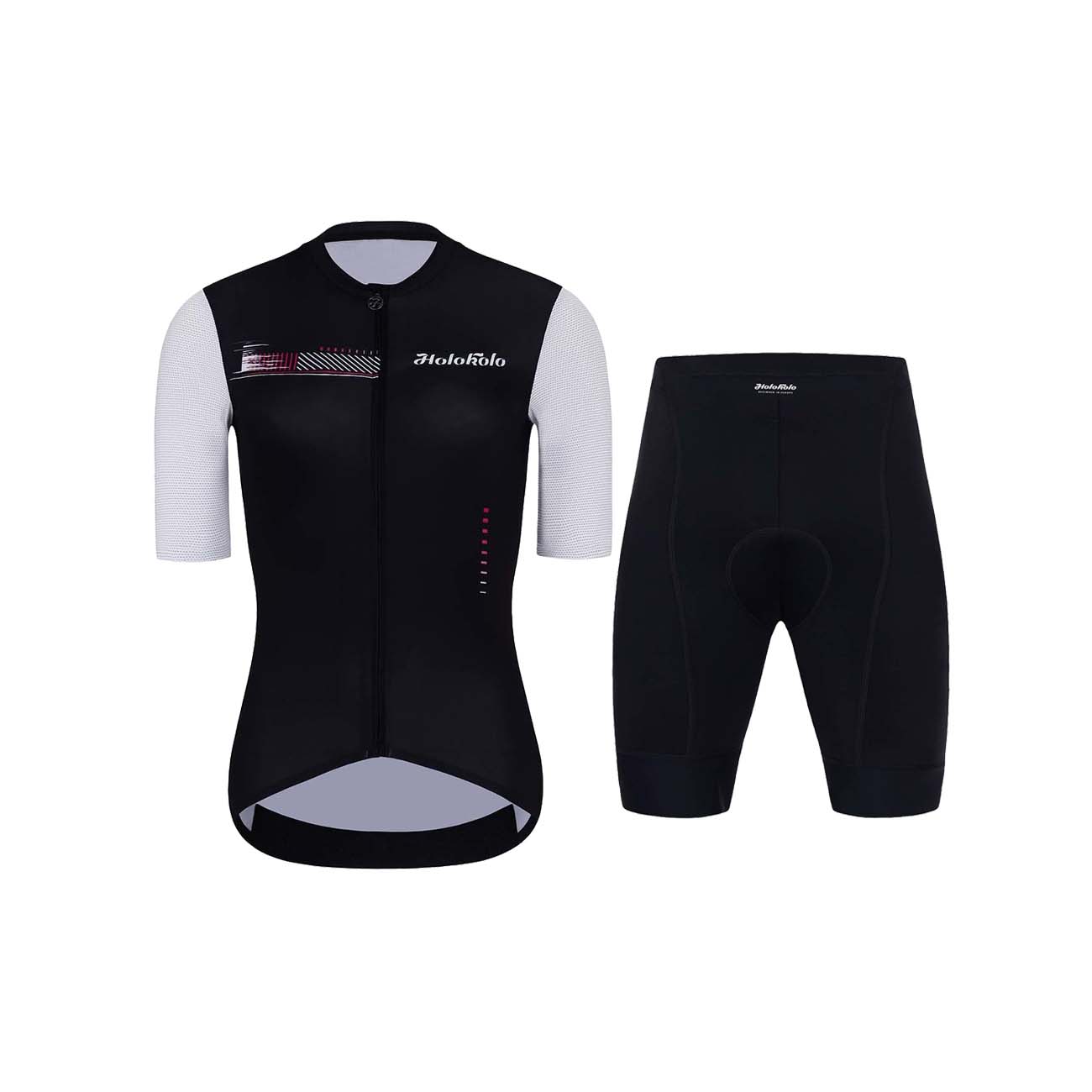HOLOKOLO Cyklistický krátky dres a krátke nohavice - VIBES LADY - biela/čierna