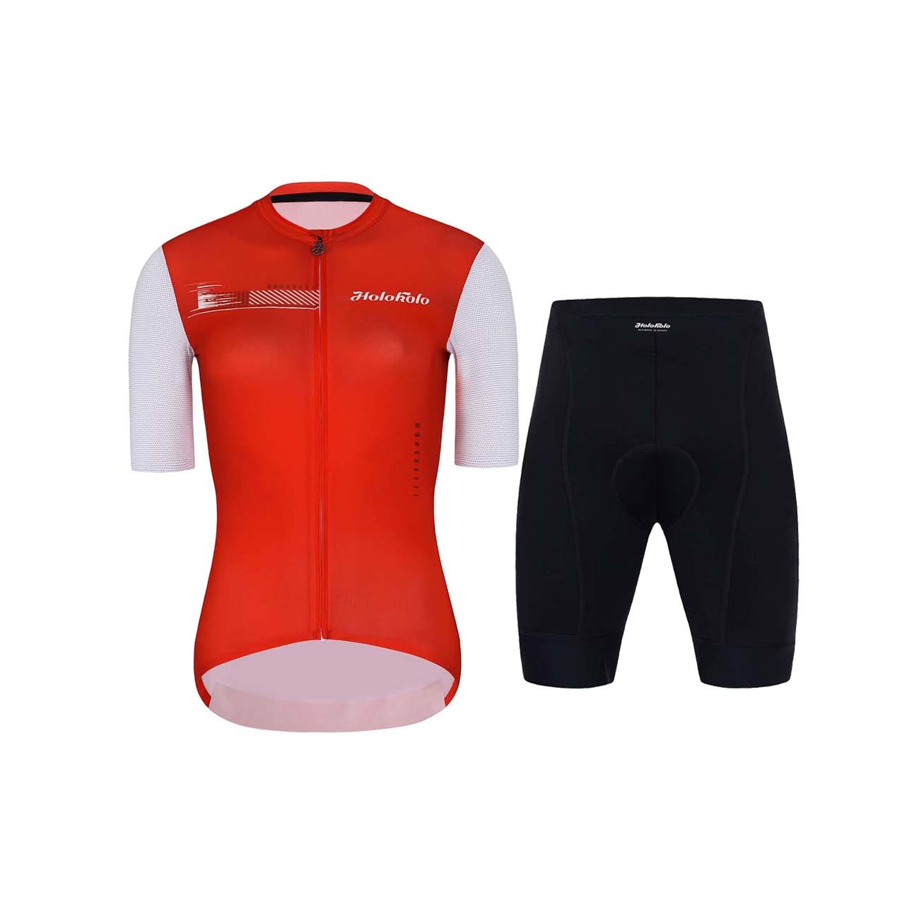 
                HOLOKOLO Cyklistický krátky dres a krátke nohavice - VIBES LADY - červená/biela/čierna
            