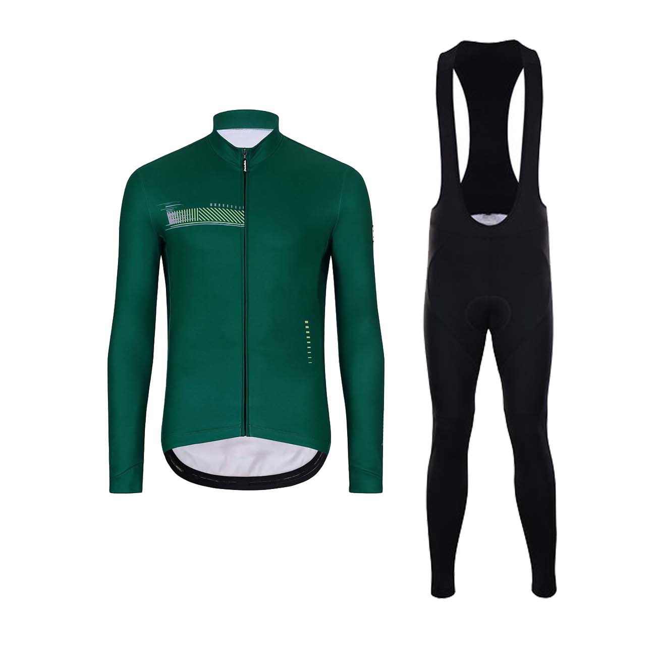 HOLOKOLO Cyklistický dlhý dres a nohavice - VIBES WINTER - čierna/zelená