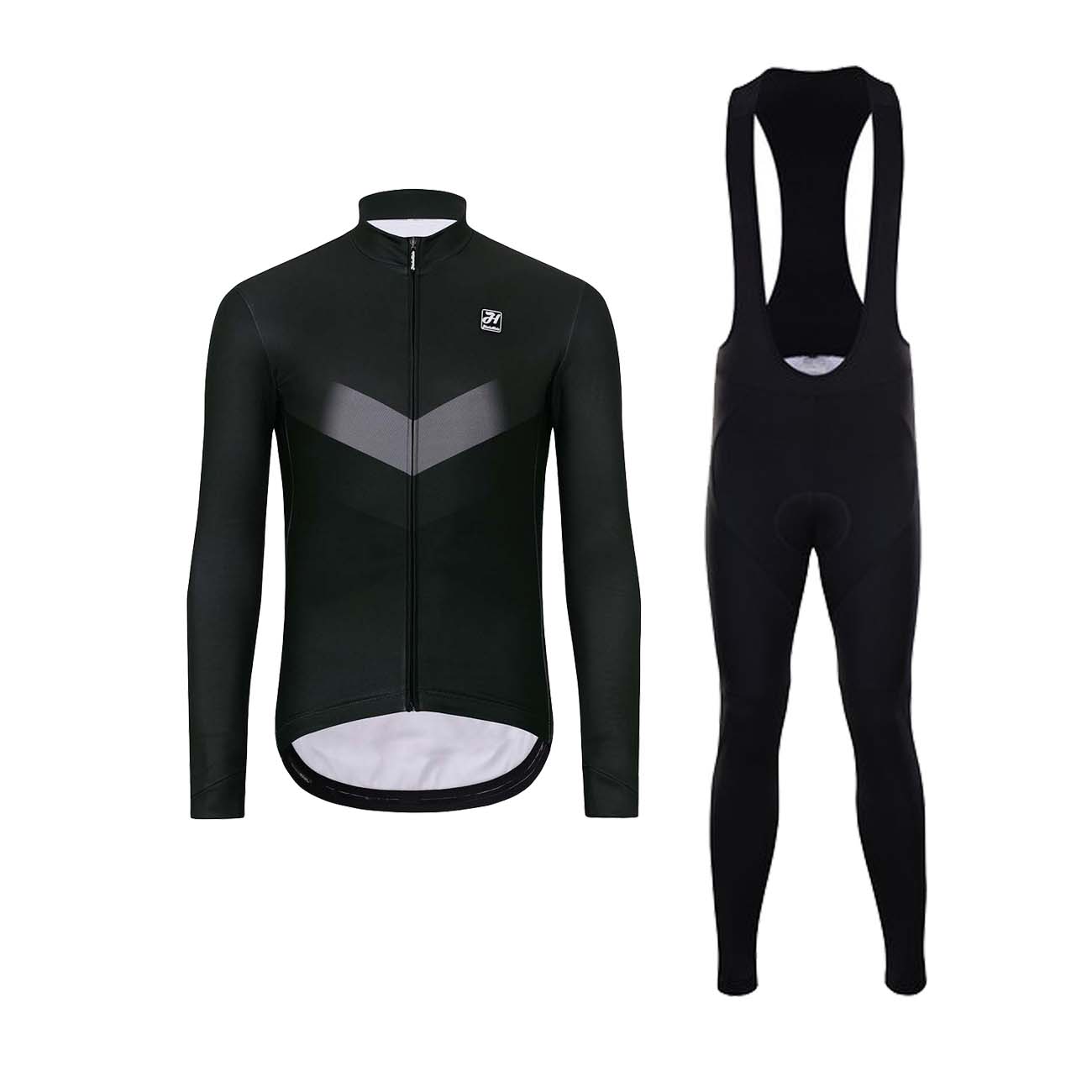HOLOKOLO Cyklistický dlhý dres a nohavice - ARROW WINTER - čierna/šedá