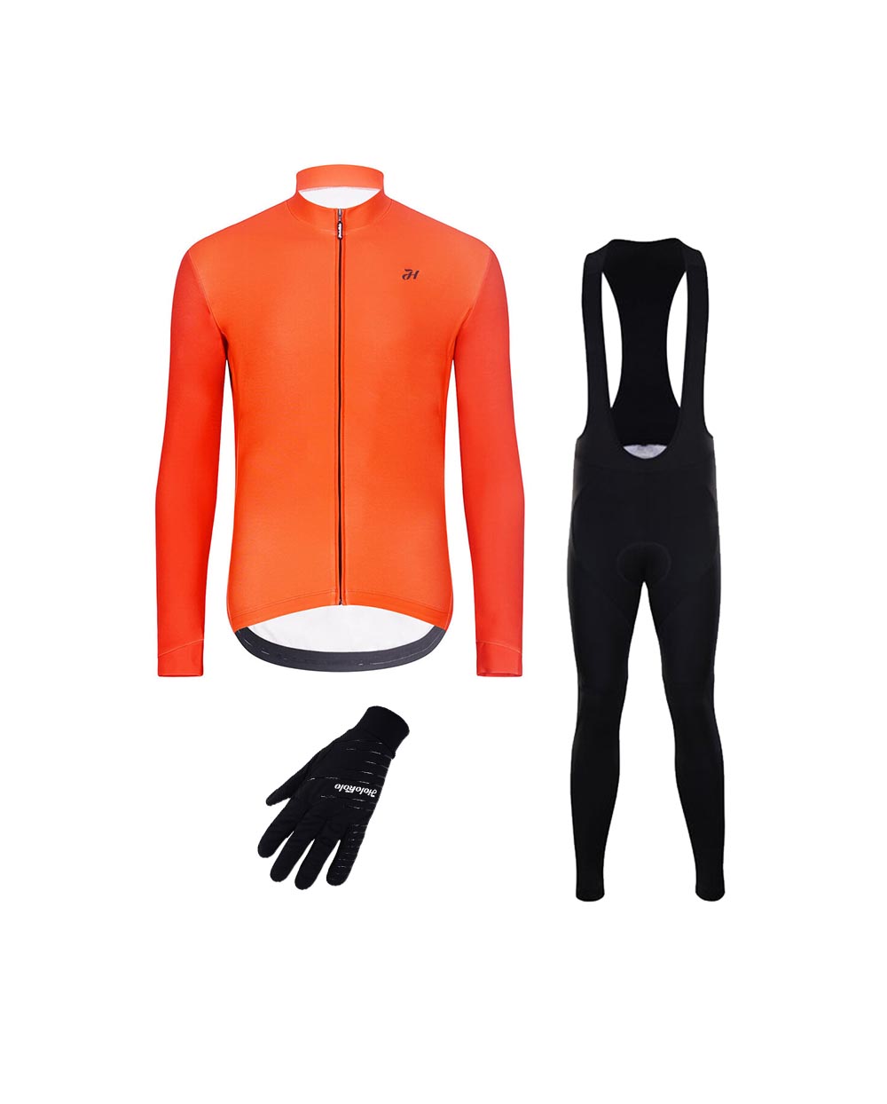 HOLOKOLO Cyklistický zimný dres a nohavice - PERFORMANCE WINTER - čierna/oranžová