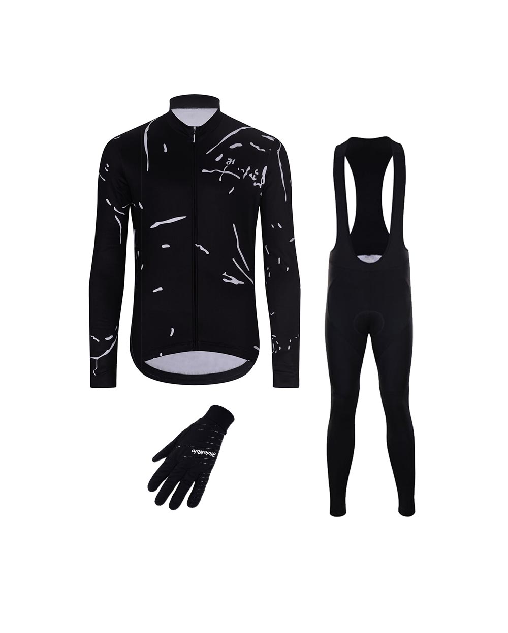 HOLOKOLO Cyklistický dlhý dres a nohavice - PASSION WINTER - biela/čierna