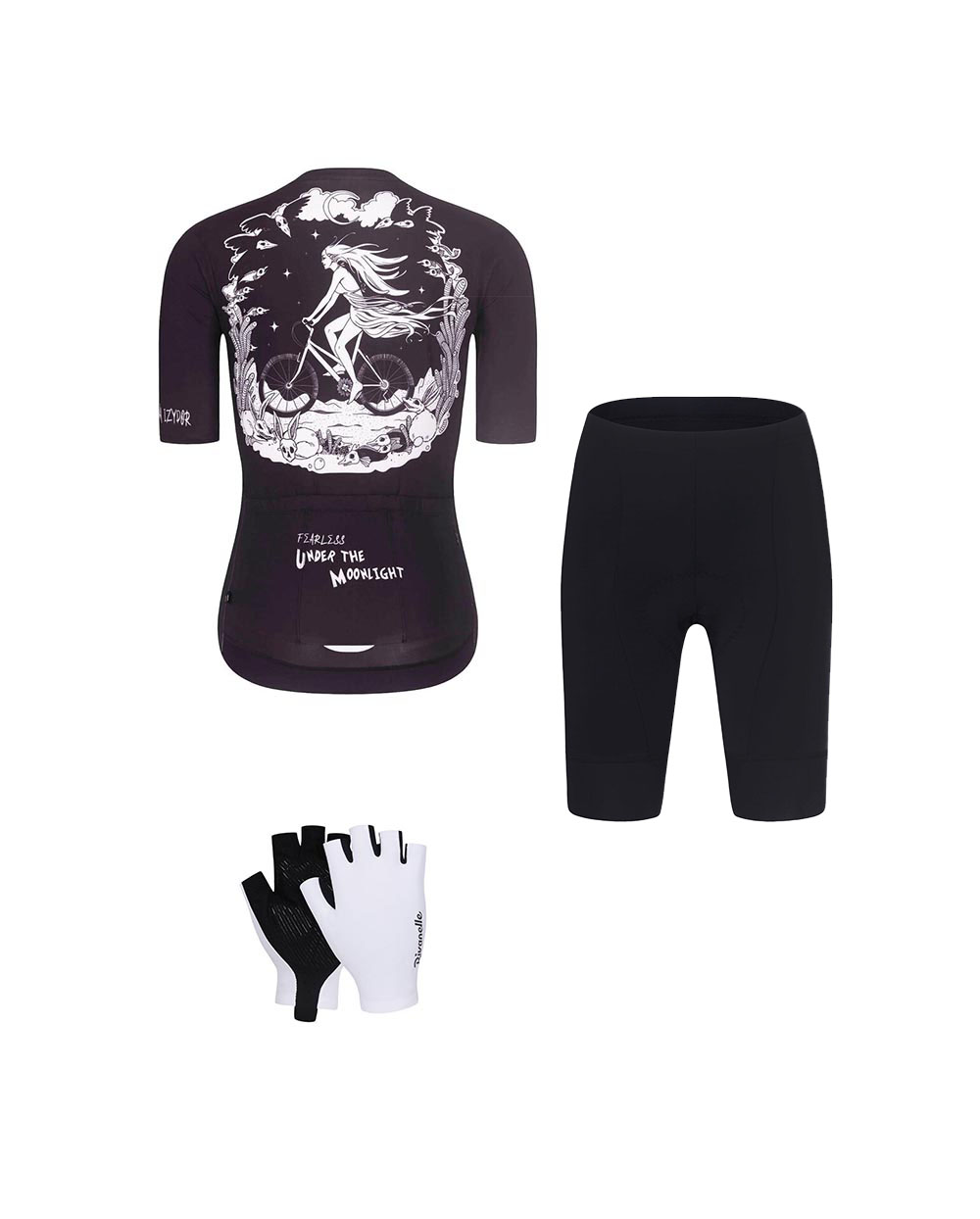 RIVANELLE Cyklistický mega set - MOONLIGHT - čierna/biela