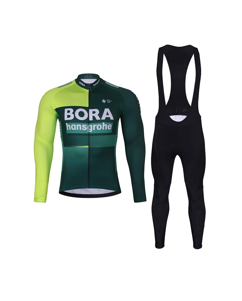 BONAVELO Cyklistická zimná bunda a nohavice - BORA 2024 - zelená/biela