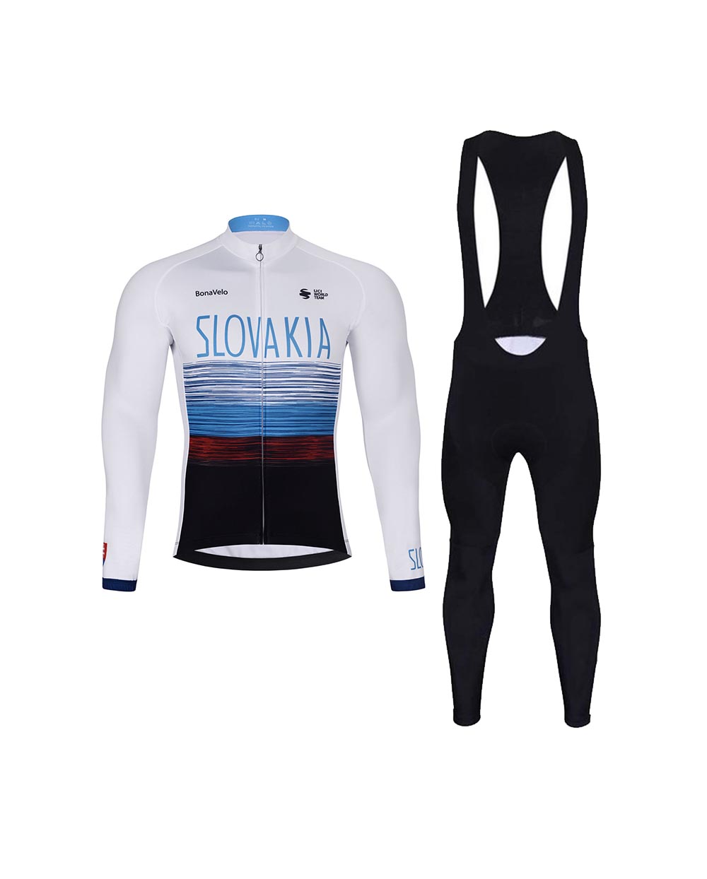 BONAVELO Cyklistická zimná bunda a nohavice - SLOVAKIA WINTER - biela/modrá