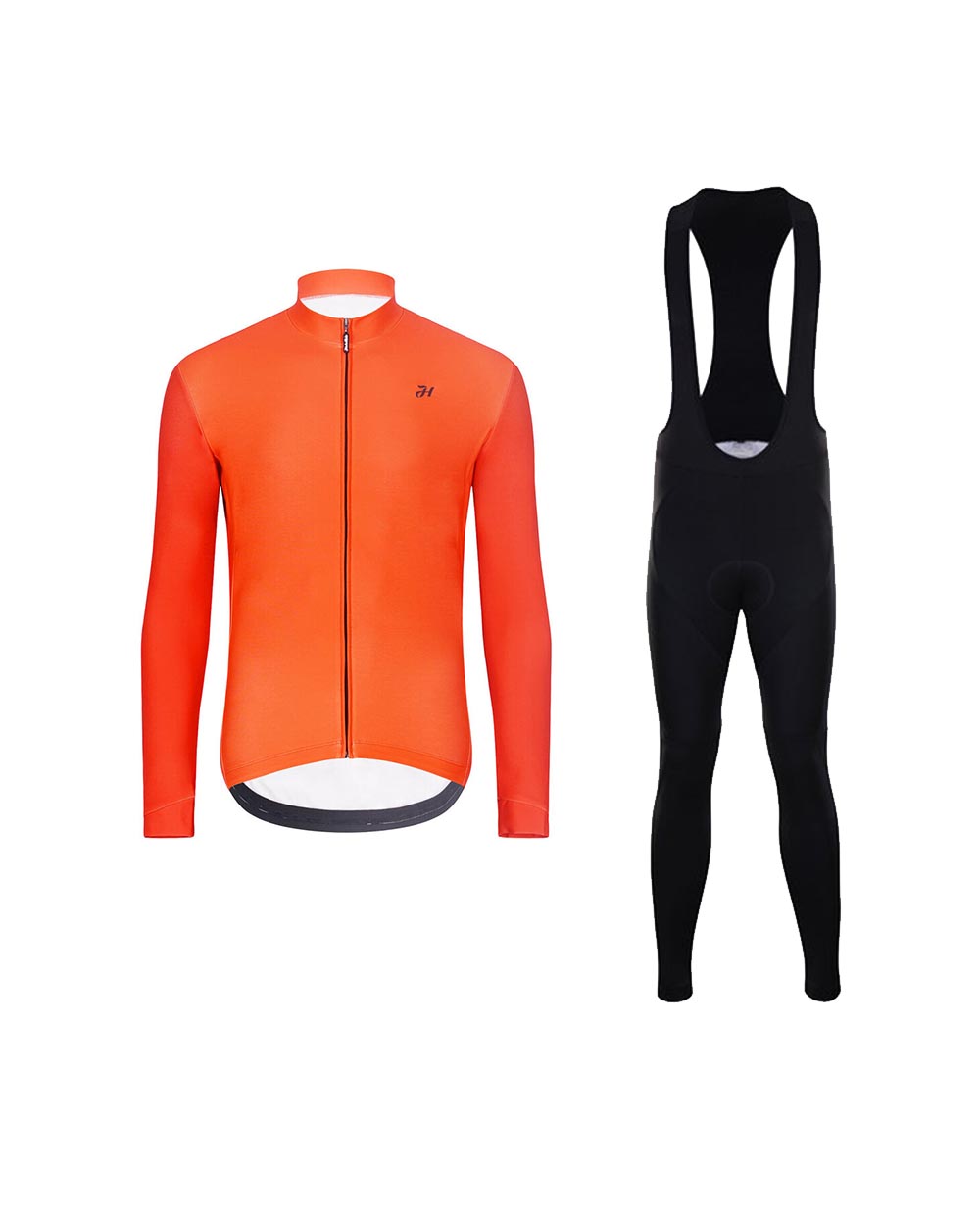 HOLOKOLO Cyklistický dlhý dres a nohavice - PERFORMANCE WINTER - oranžová/čierna