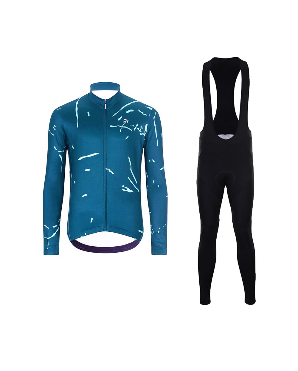 HOLOKOLO Cyklistický dlhý dres a nohavice - PASSION WINTER - čierna/modrá