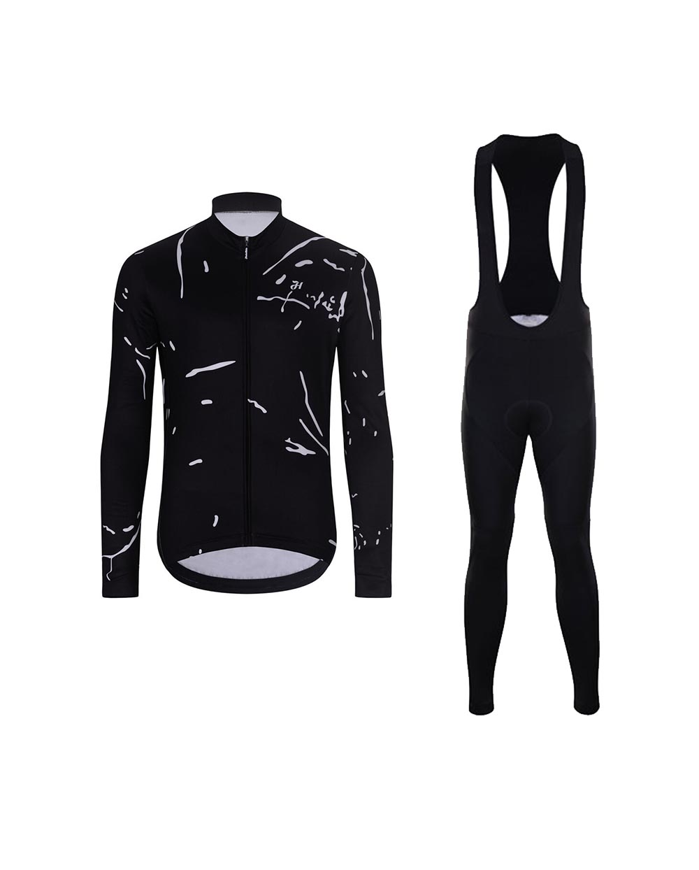 HOLOKOLO Cyklistický dlhý dres a nohavice - PASSION WINTER - biela/čierna