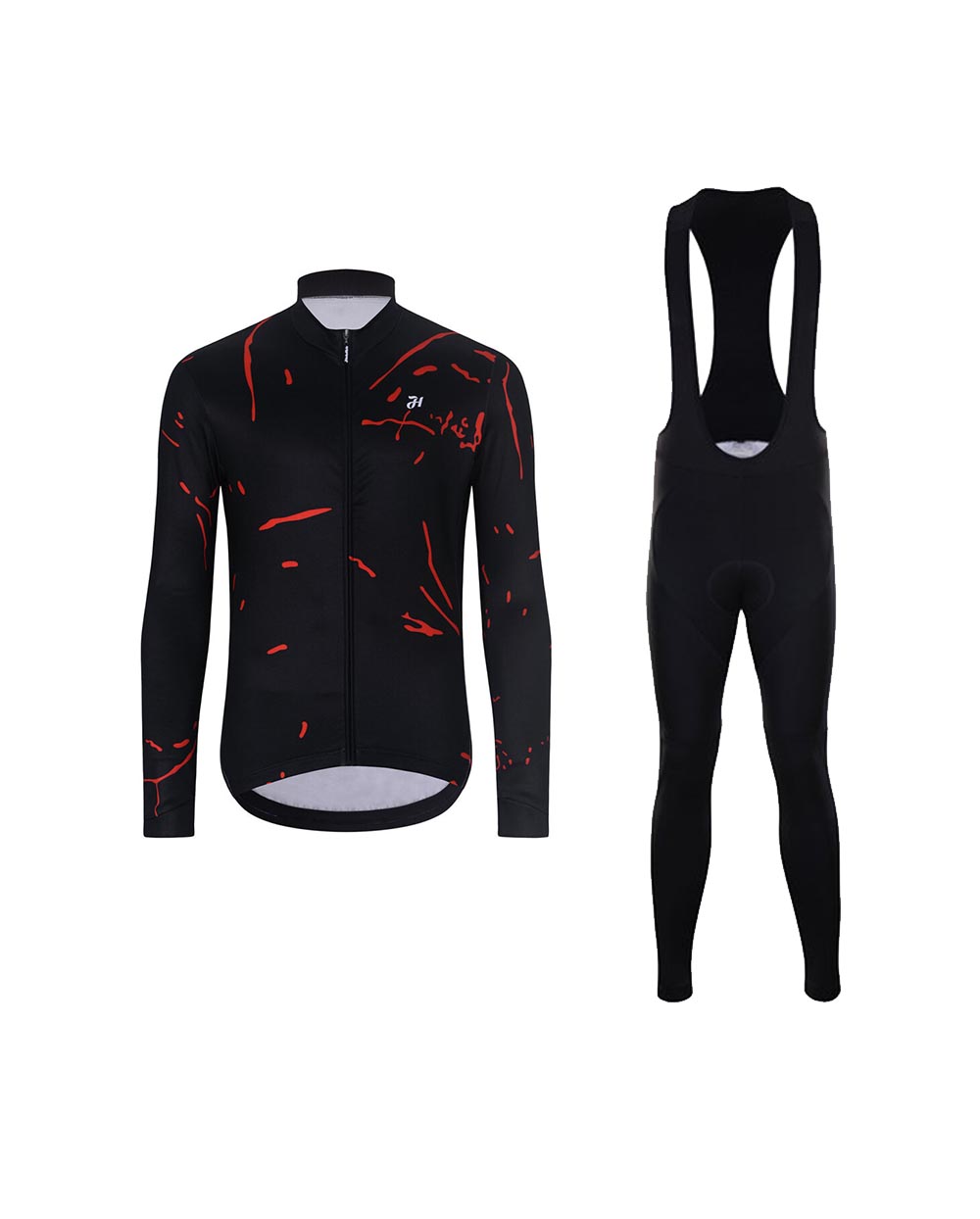 HOLOKOLO Cyklistický dlhý dres a nohavice - PASSION WINTER - čierna/červená