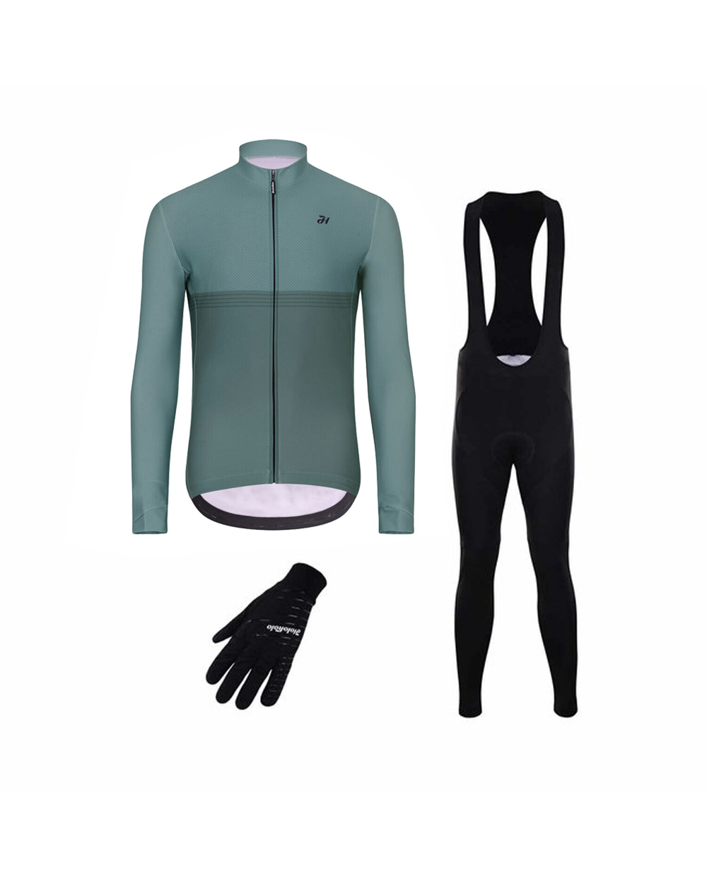 HOLOKOLO Cyklistický mega set - STRIPES WINTER - čierna/zelená