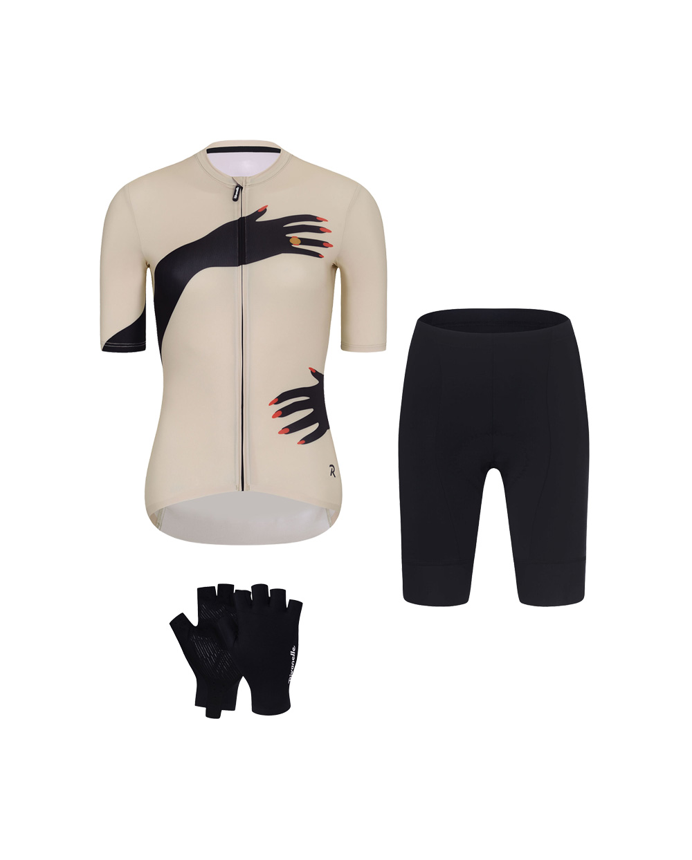 RIVANELLE Cyklistický mega set - HANDS LADY - béžová/čierna