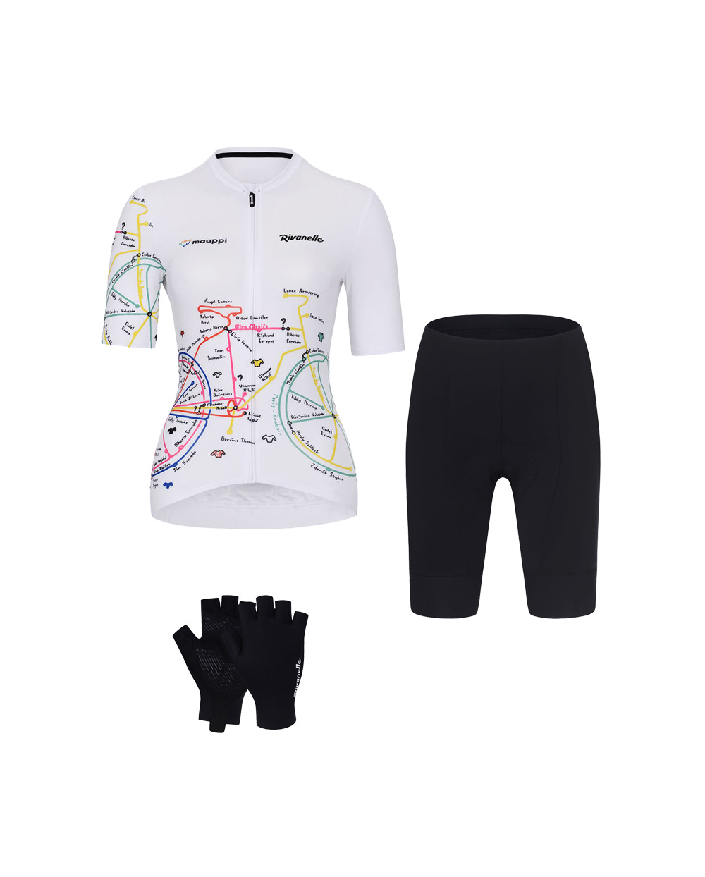 RIVANELLE Cyklistický mega set - MAAPPI ELITE LADY - biela/čierna
