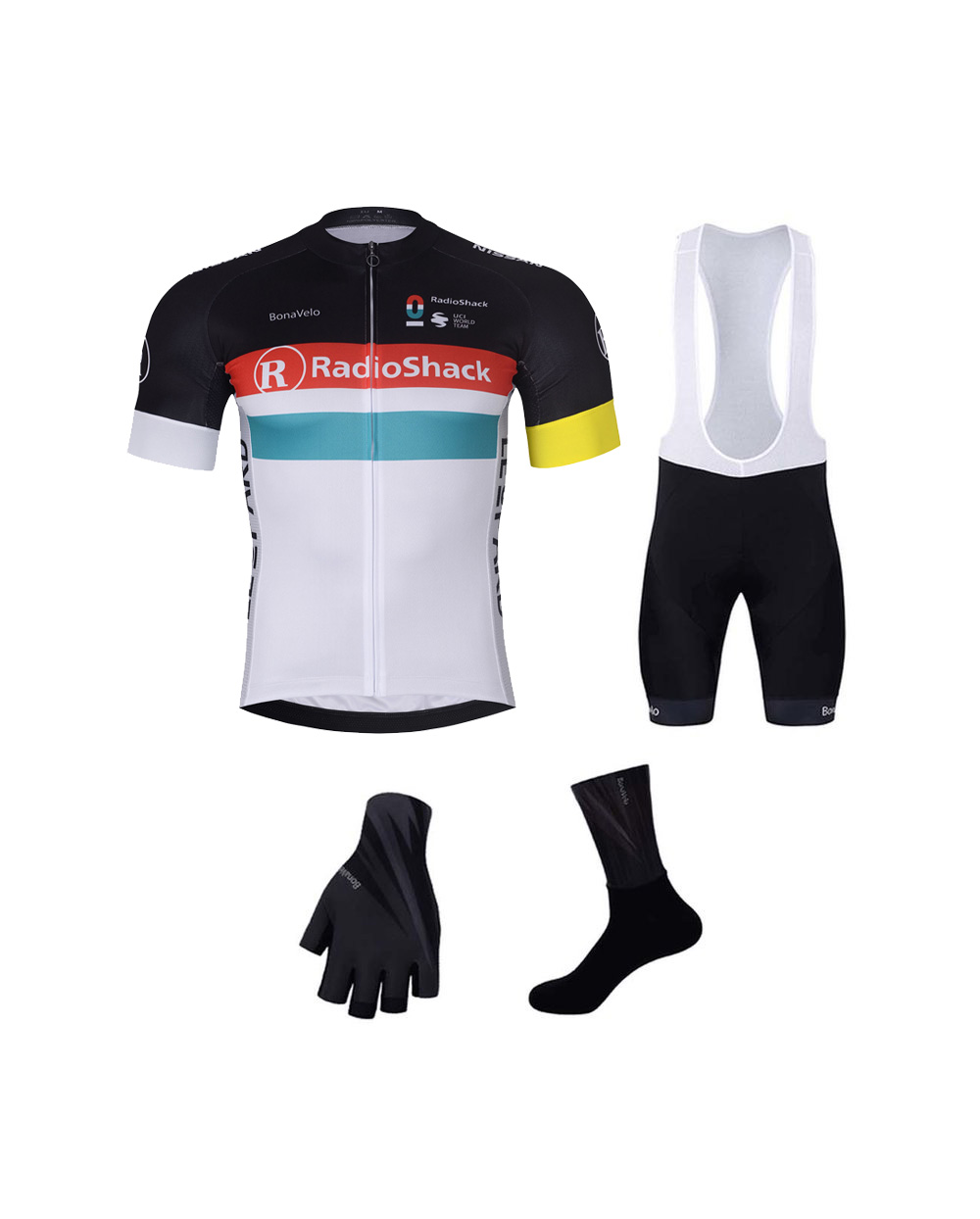 BONAVELO Cyklistický mega set - RADIOSHACK-NISSAN - biela/viacfarebná/čierna