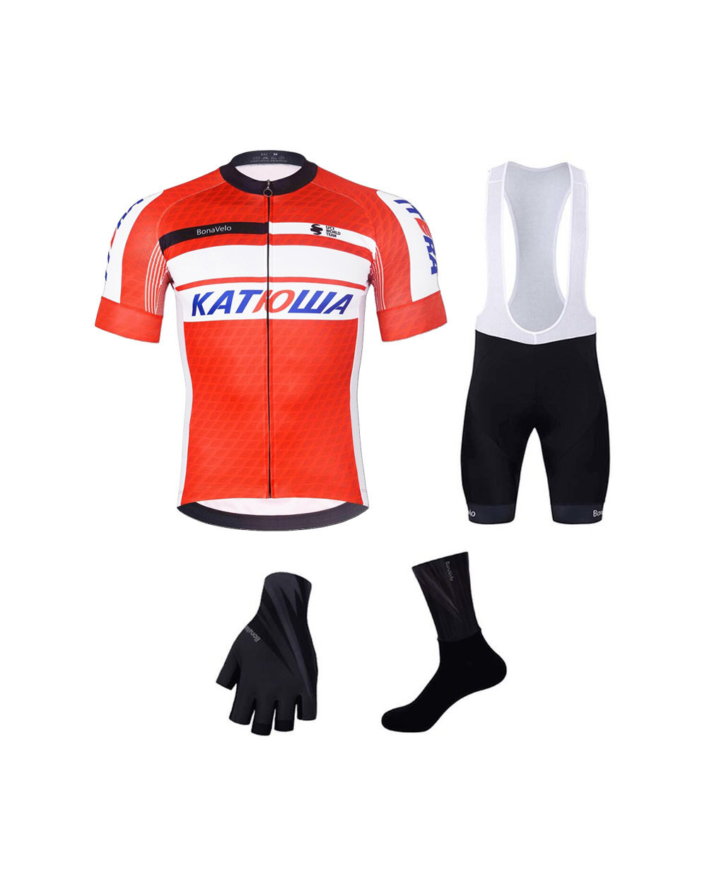 BONAVELO Cyklistický mega set - KATUSHA - čierna/červená/biela