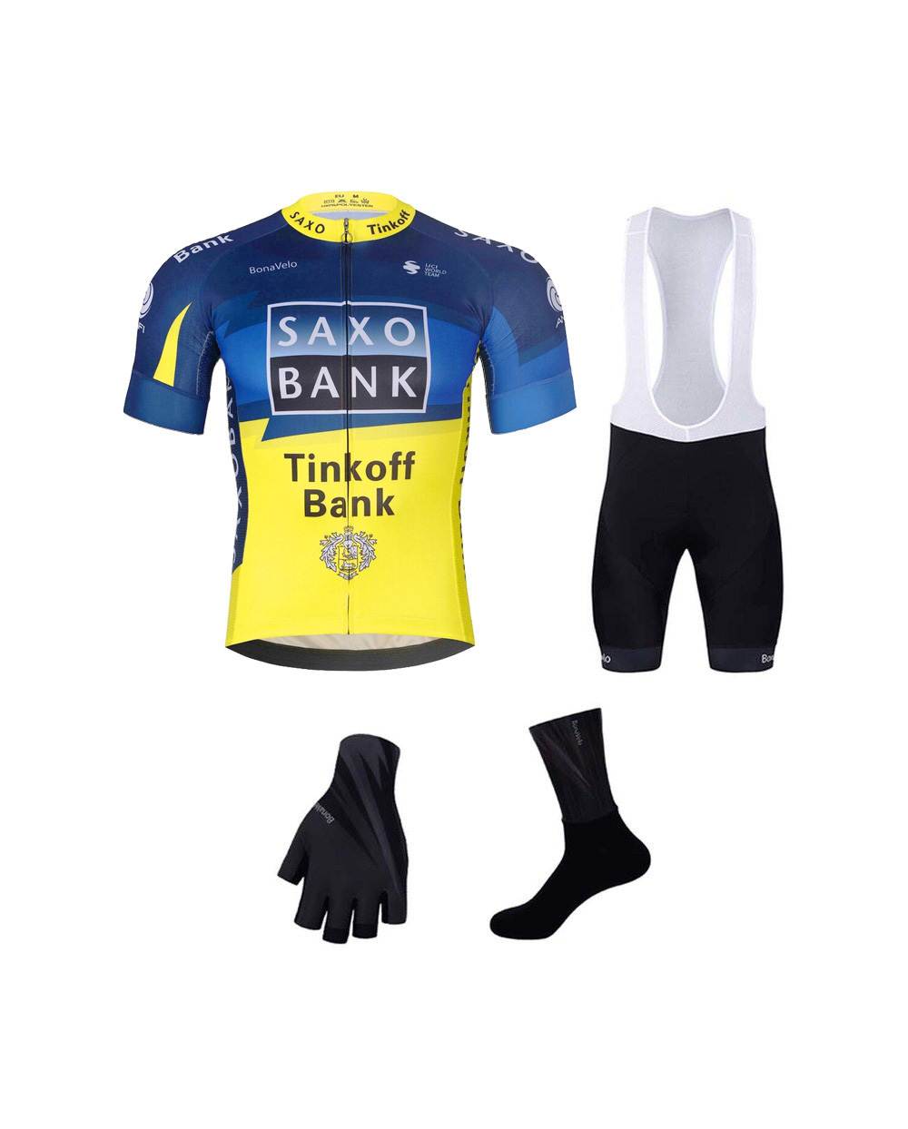 BONAVELO Cyklistický mega set - SAXO BANK TINKOFF - modrá/biela/žltá/čierna