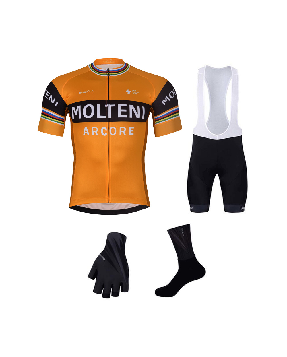BONAVELO Cyklistický mega set - MOLTENI ARCORE - biela/oranžová/čierna