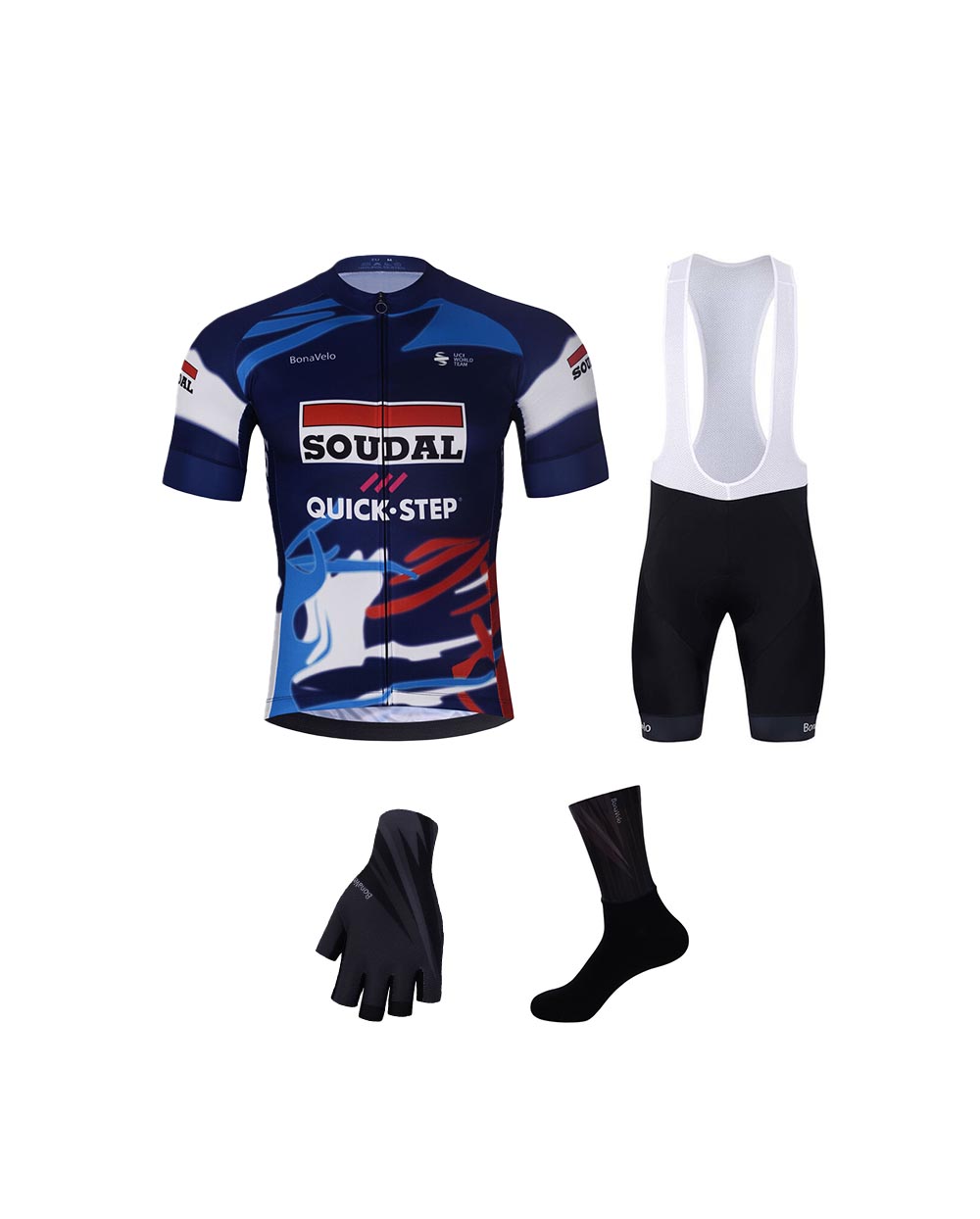 BONAVELO Cyklistický mega set - SOUDAL-QUICKSTEP 25 - čierna/modrá