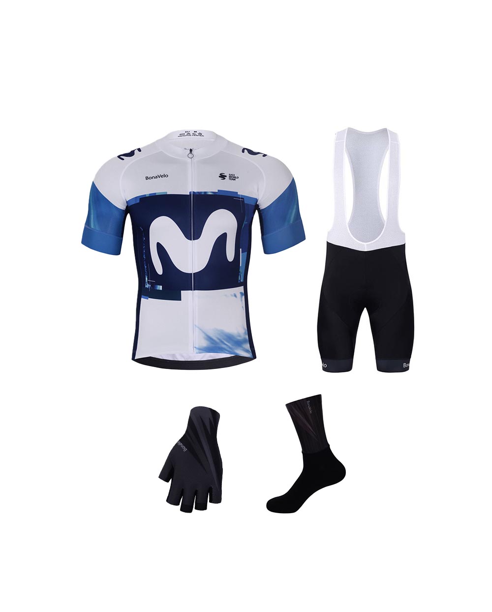 BONAVELO Cyklistický mega set - MOVISTAR 2025 - biela/modrá/čierna