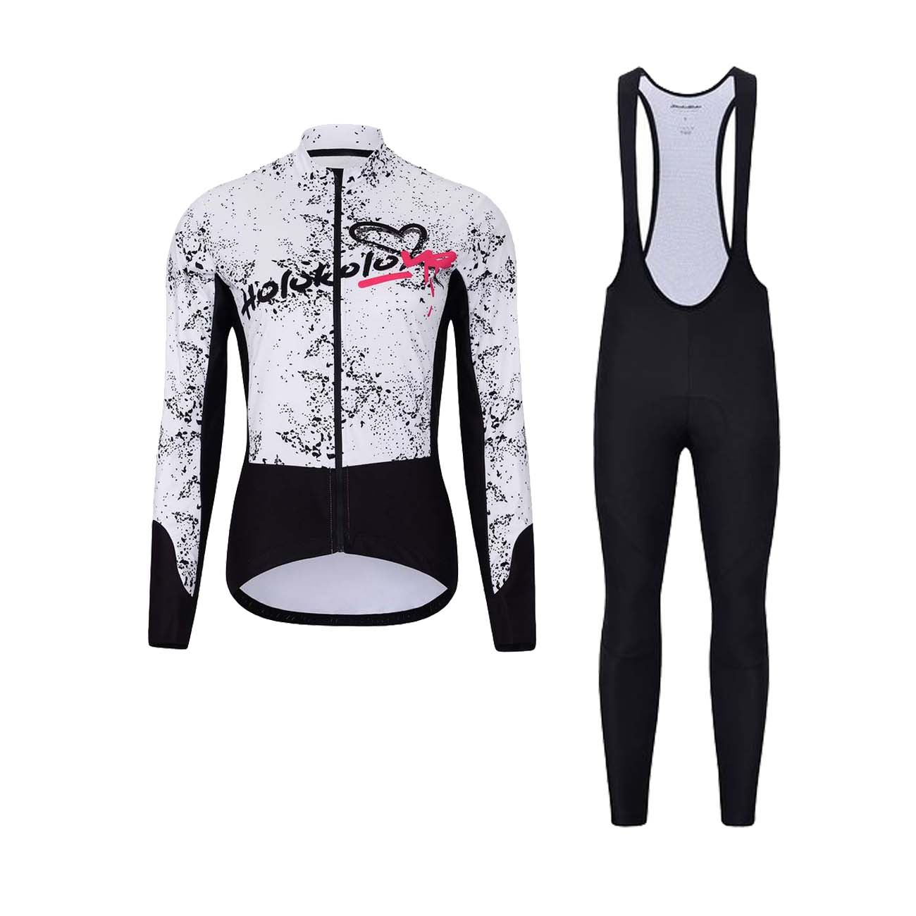 
                HOLOKOLO Cyklistická zimná bunda a nohavice - GRAFFITI LADY - čierna/biela
            