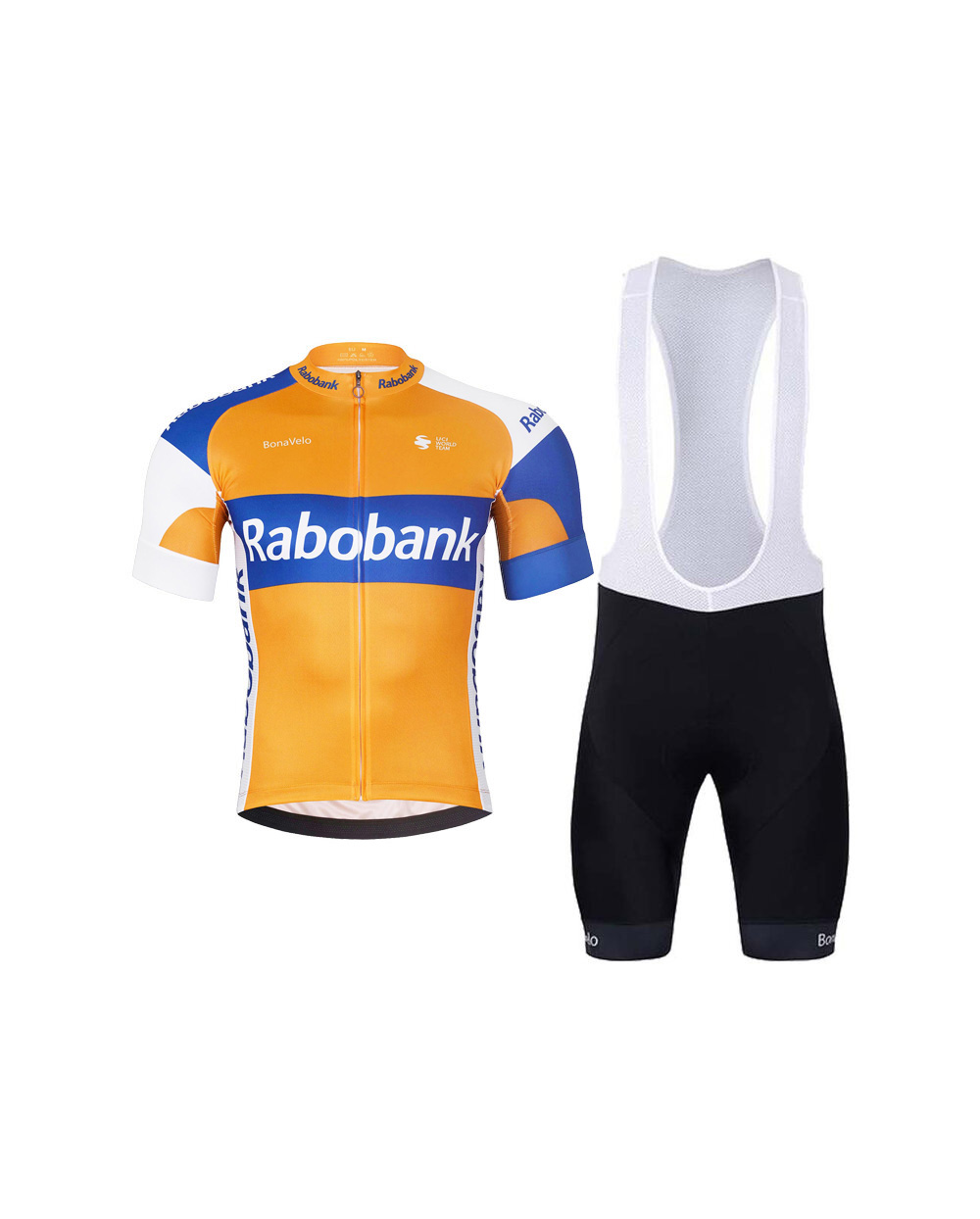 BONAVELO Cyklistický krátky dres a krátke nohavice - RABOBANK - oranžová/modrá/čierna
