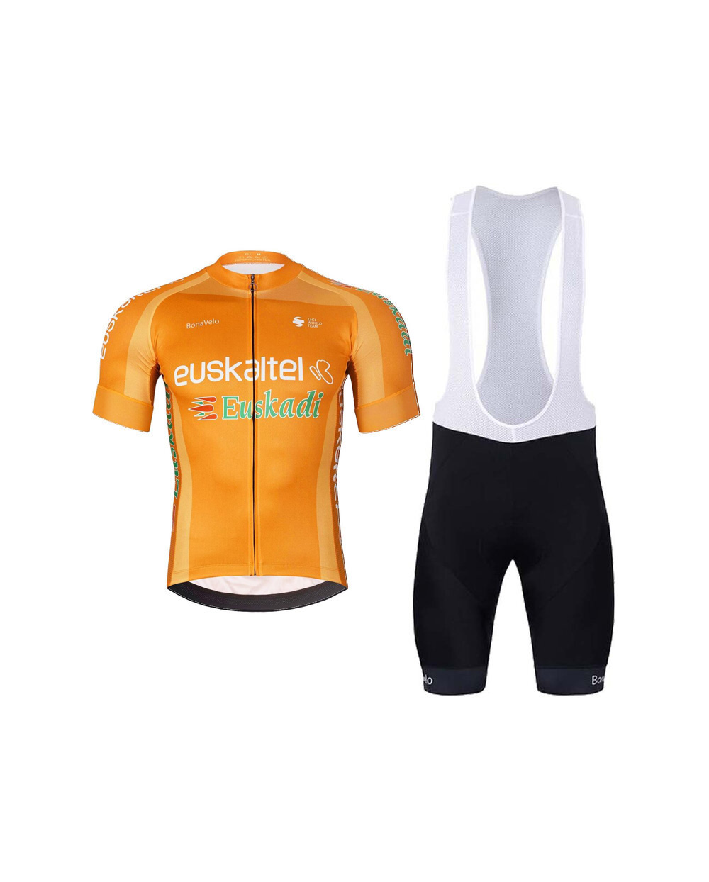 BONAVELO Cyklistický krátky dres a krátke nohavice - EUSKALTEL - EUSKADI - oranžová/čierna