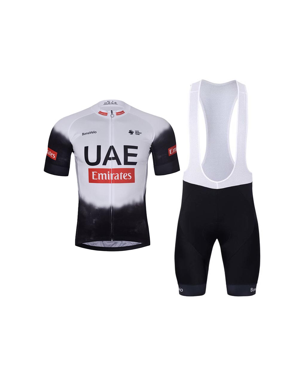 BONAVELO Cyklistický krátky dres a krátke nohavice - UAE 2025 - čierna/biela