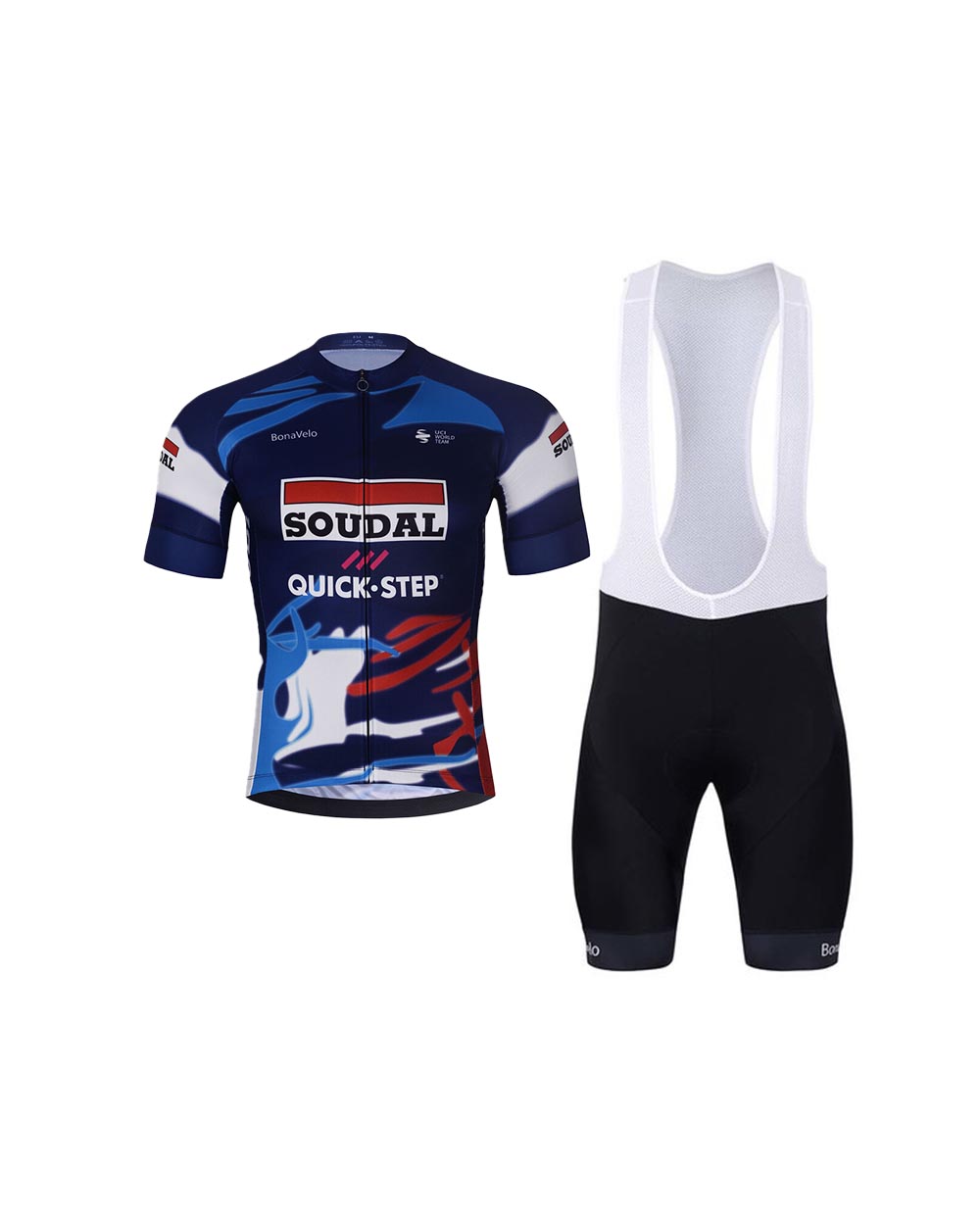 BONAVELO Cyklistický krátky dres a krátke nohavice - SOUDAL-QUICKSTEP 25 - čierna/modrá